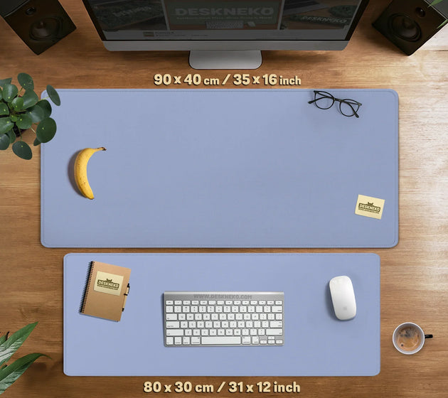 Pastel blue desk mat, periwinkle mousepad for clean desk setup