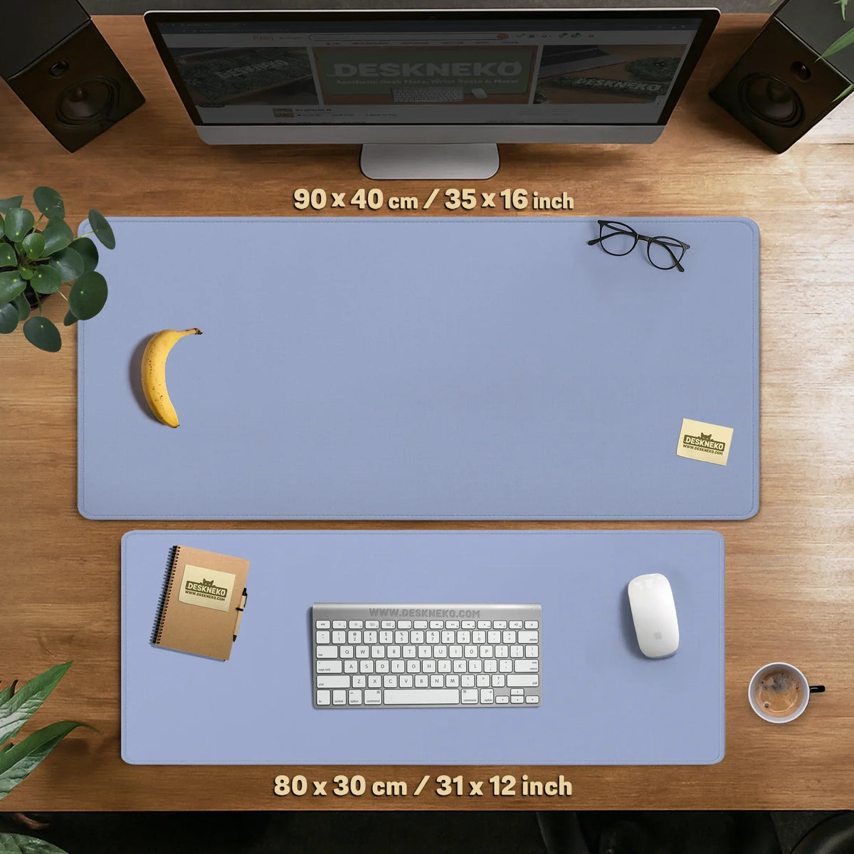 Pastel blue desk mat, periwinkle mousepad for clean desk setup