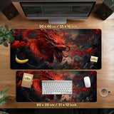 Crimson red dragon desk mat mousepad