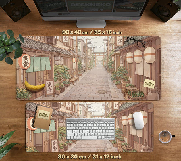 Beige japandi desk mat mousepad