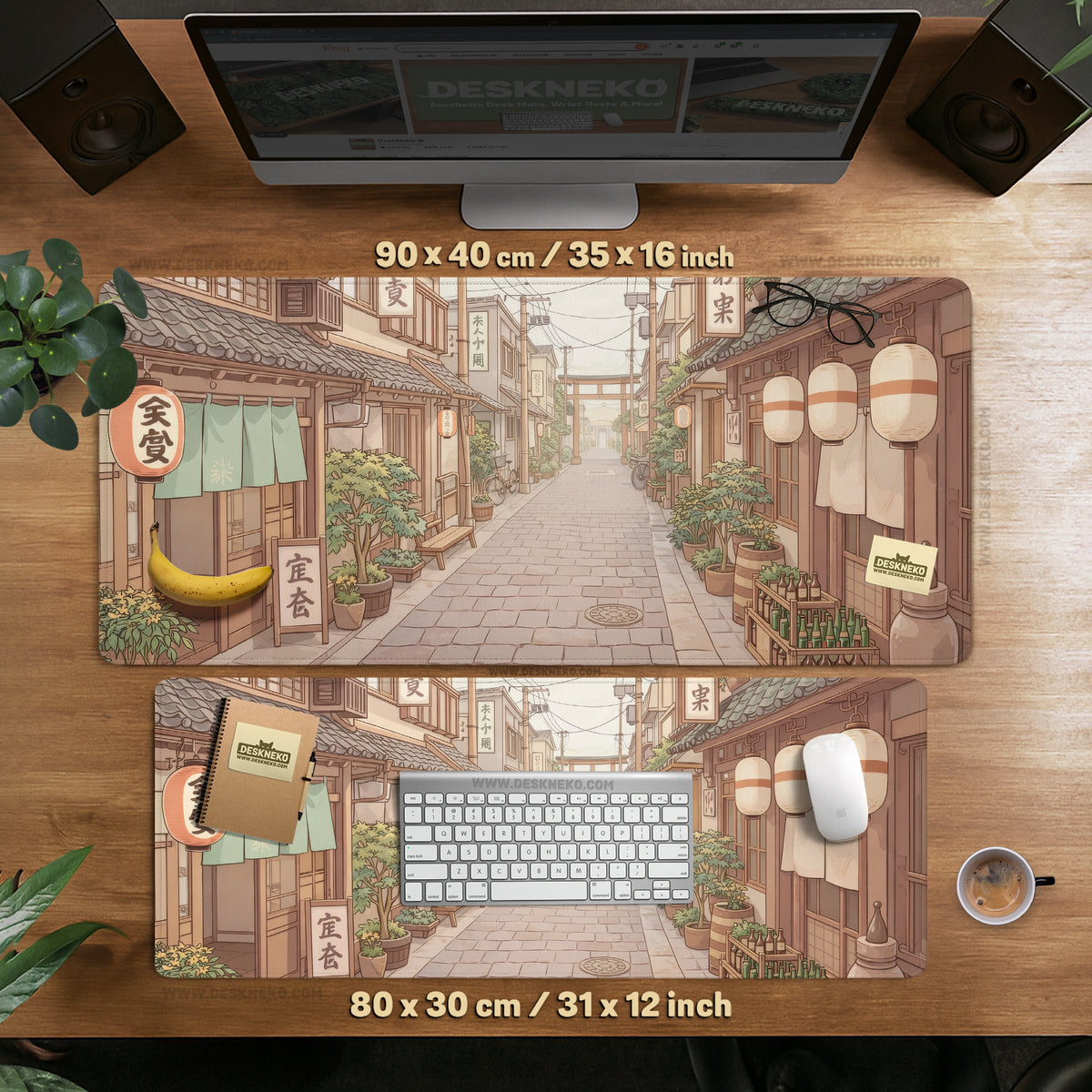 Beige japandi desk mat mousepad