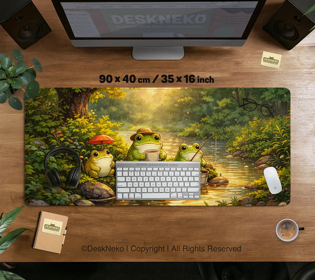 Forest frogs desk mat