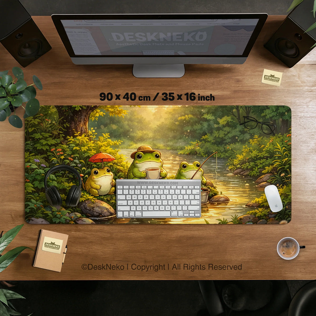 Forest frogs desk mat