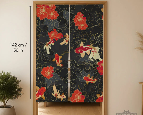Japanese koi fish noren door curtain room divider