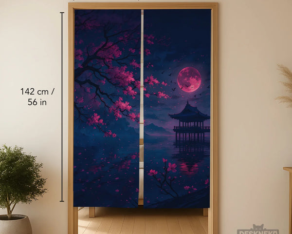 Dark sakura noren door curtain