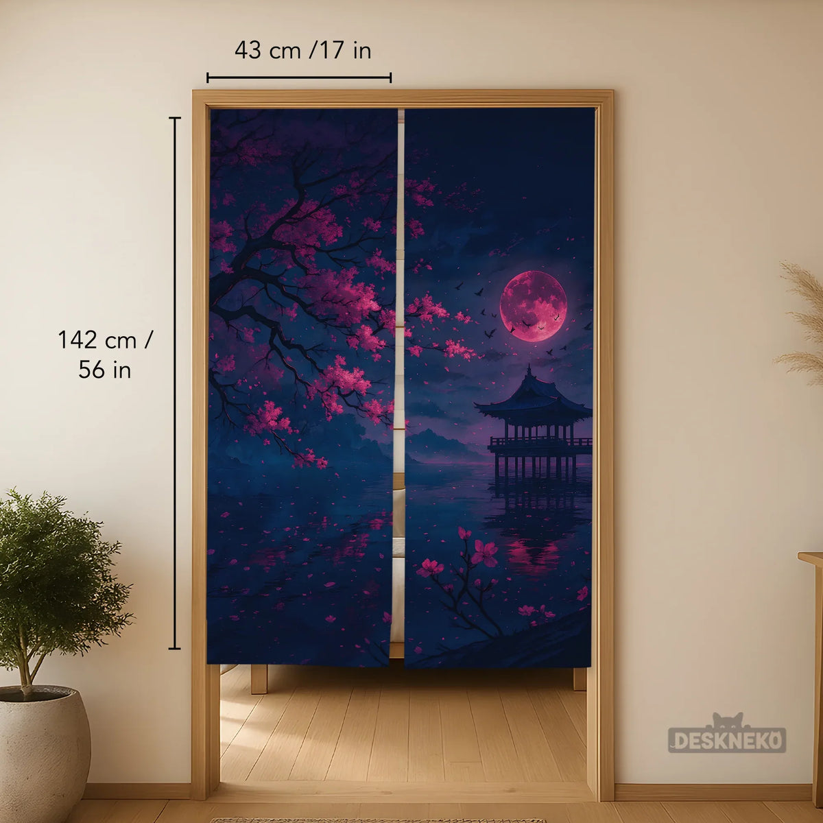 Dark sakura noren door curtain