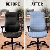 Blue gingham desk chair cover