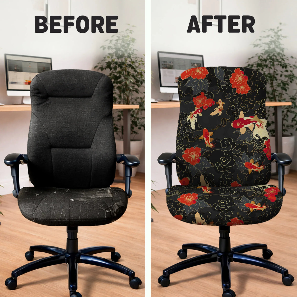 Japanese koi office chair cover
