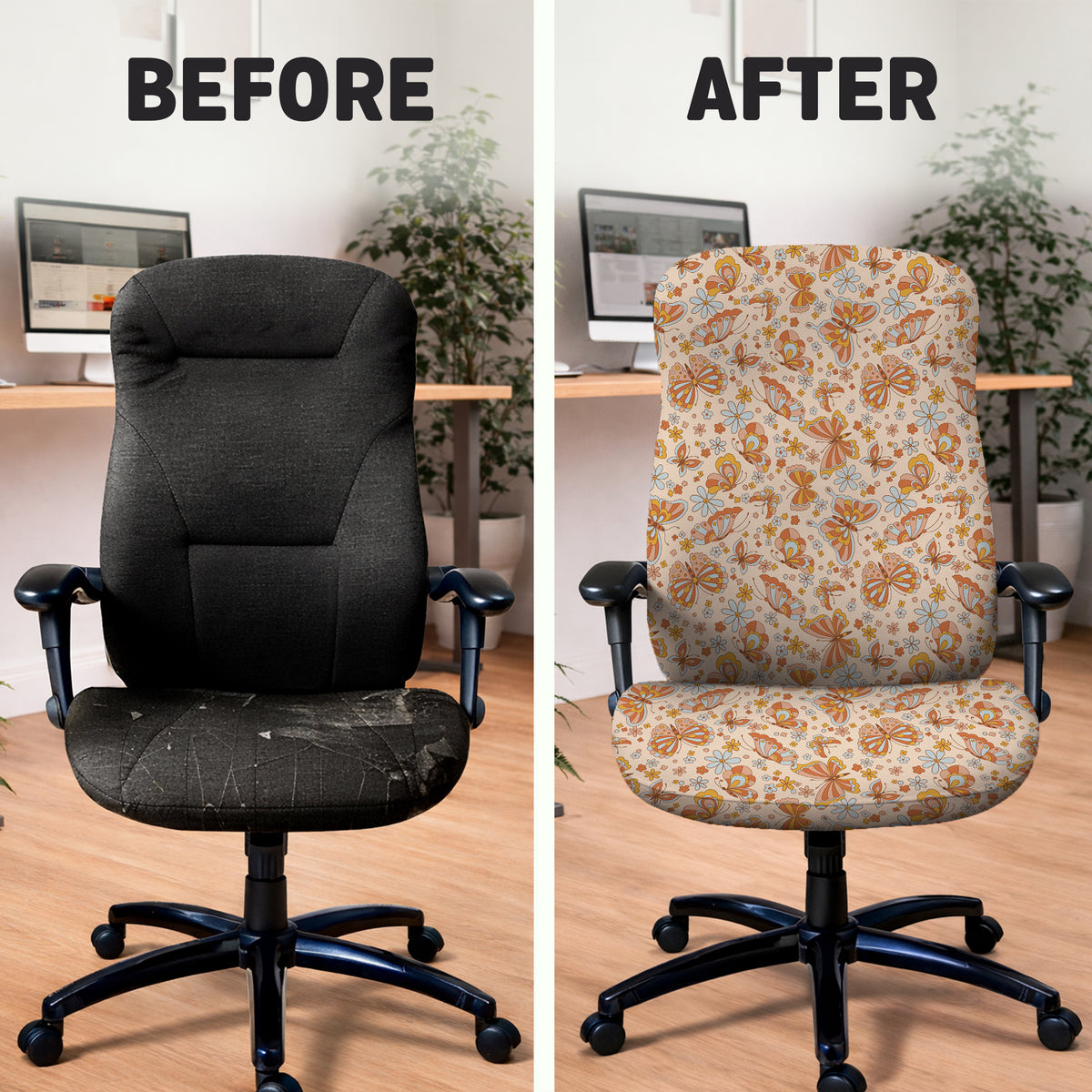 Retro Butterfly Desk Chair Cover - Chair Covers - Deskneko - Desk Chair Covers