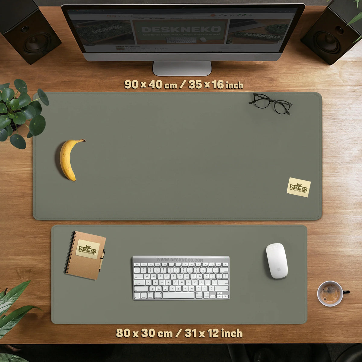 Eucalyptus sage desk mat, minimalist extended mousepad