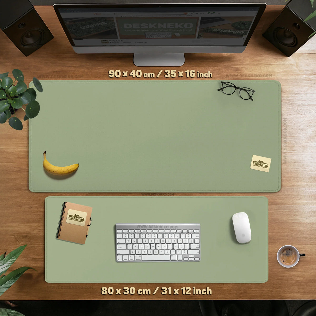 Sage green desk mat XXL extended mousepad for office and gaming
