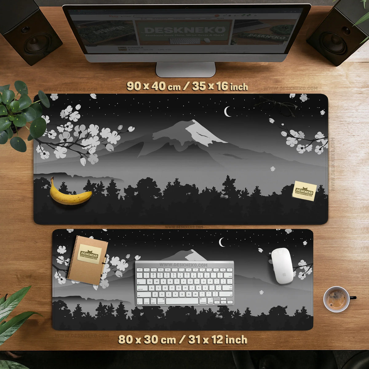 Black mount fuji desk mat