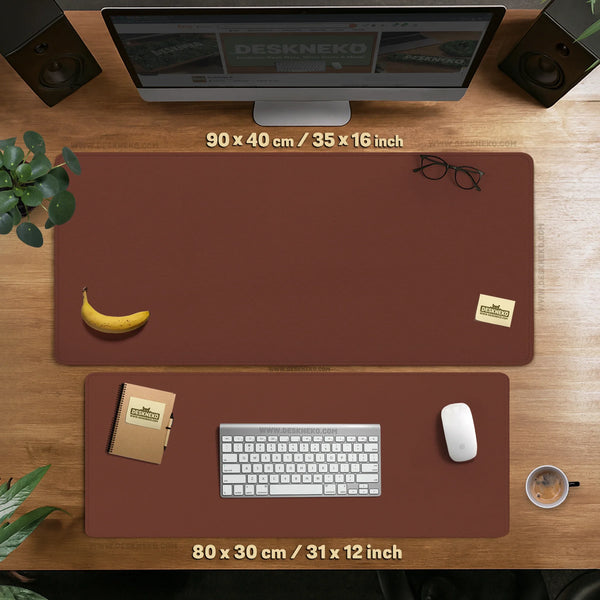 Mahogany Desk Mat Mousepad, Minimalist Brown Extended Desk Pad - Deskneko