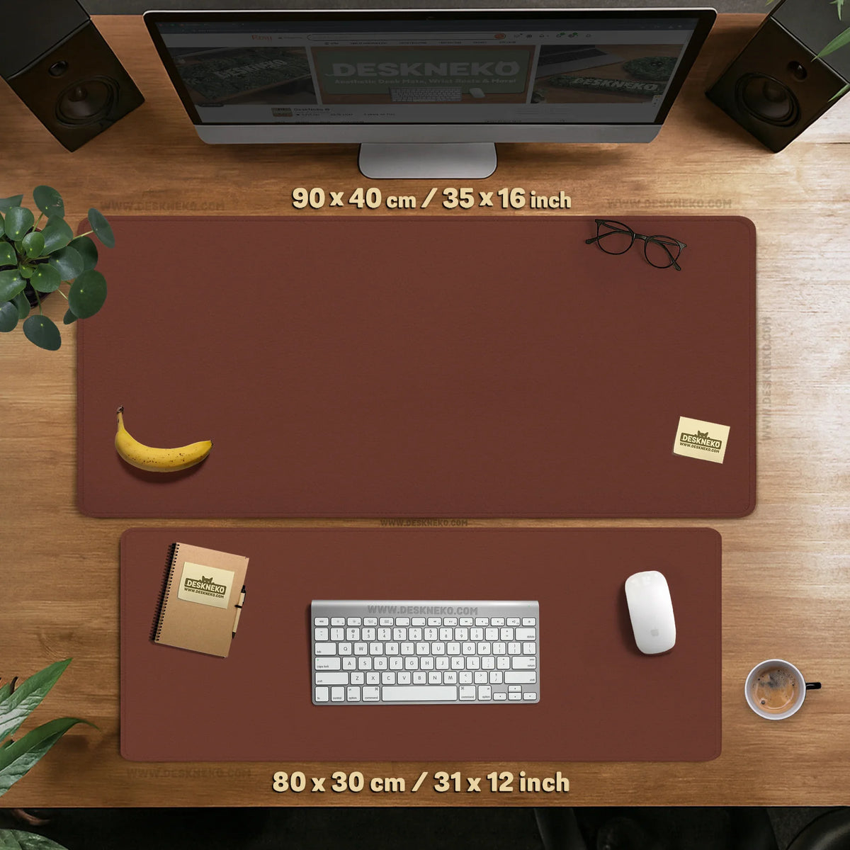 Mahogany desk mat mousepad, minimalist brown extended desk pad