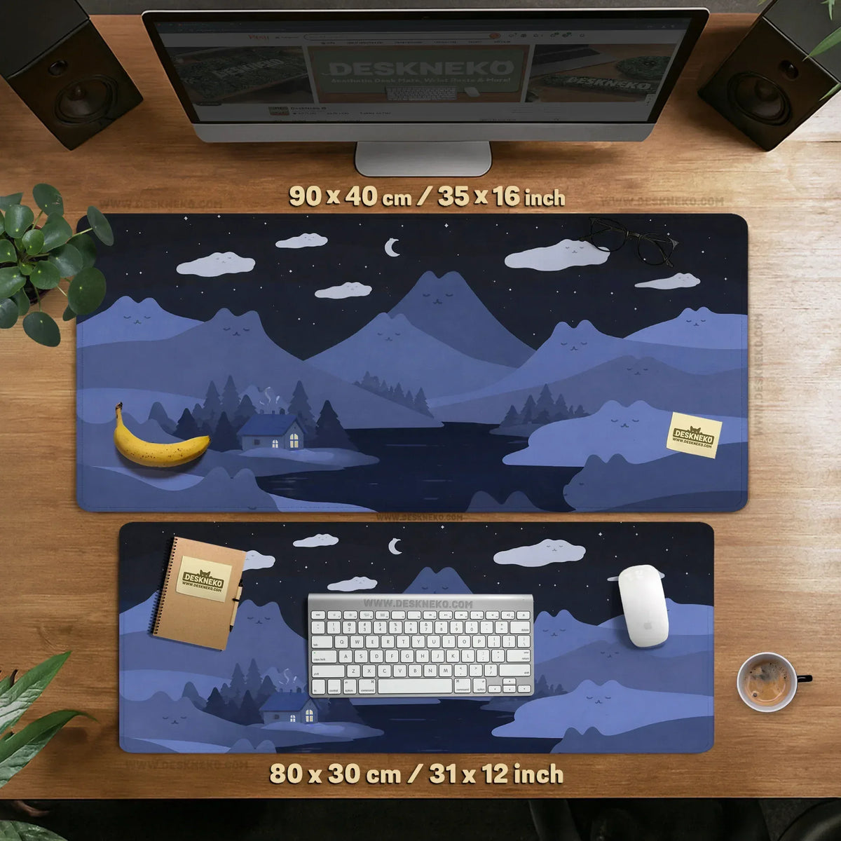 Navy blue mousepad with cat shaped hills