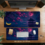 Dark sakura cherry blossom desk mat