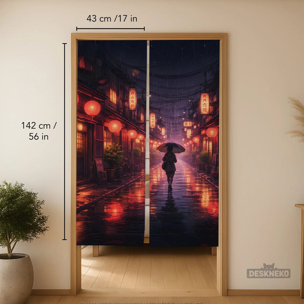 Lofi Anime Alley Noren Door Curtain - Deskneko