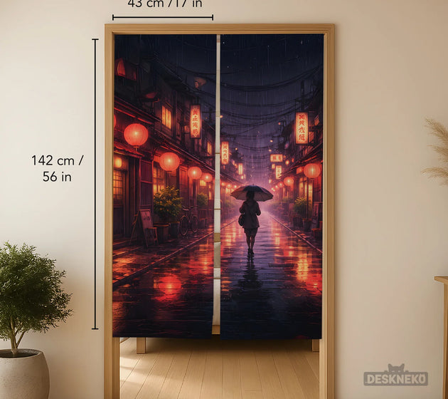 Lofi Anime Alley Noren Door Curtain - Deskneko