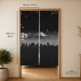 Black mount fuji noren curtain