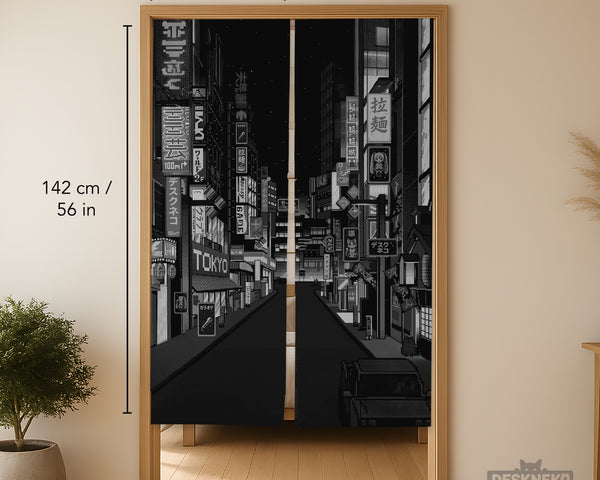 Black tokyo street noren curtain