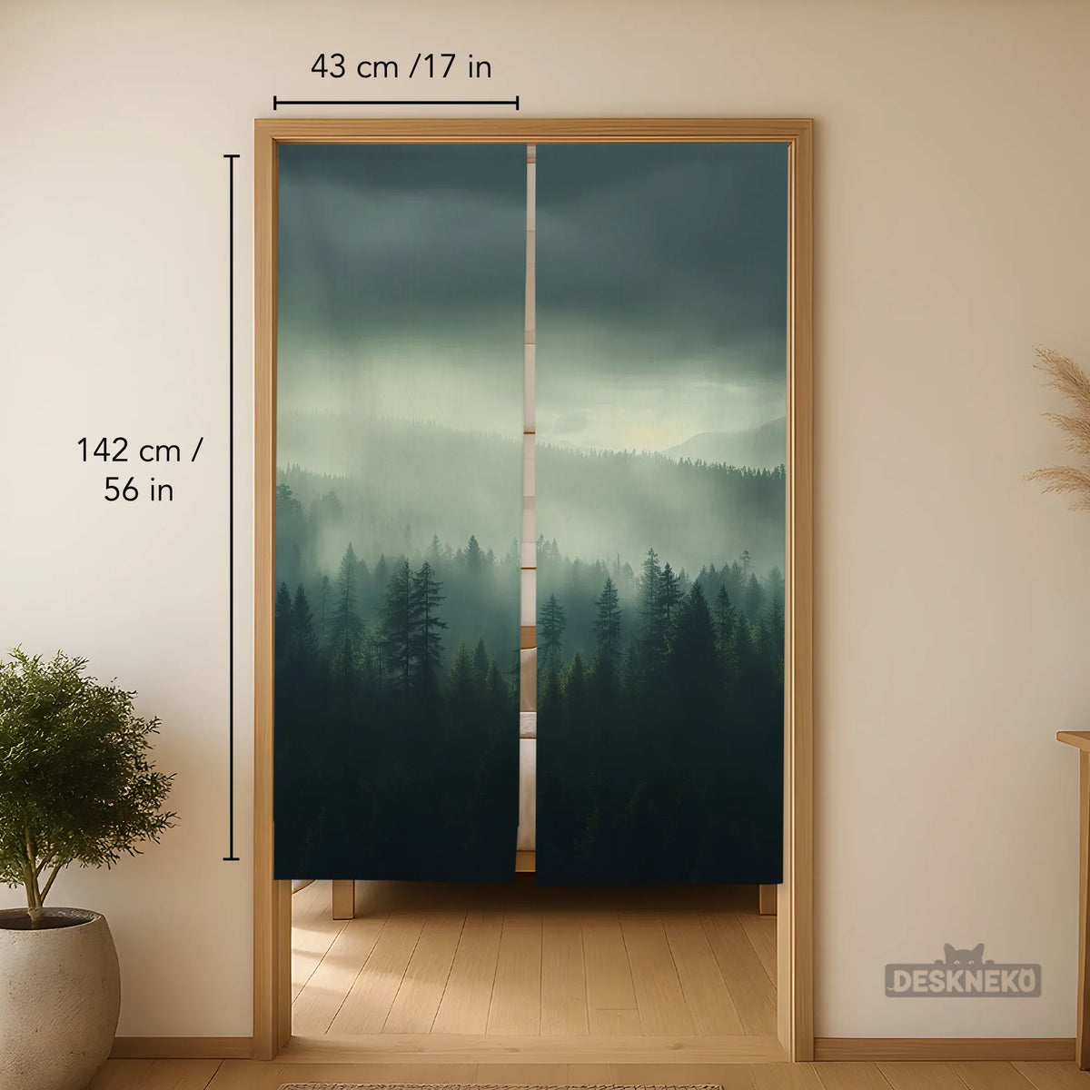 Misty forest noren door curtain
