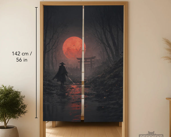 Samurai red moon noren door curtain