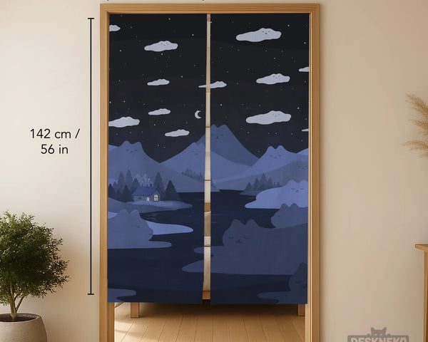 Navy cat hills noren door curtain room divider