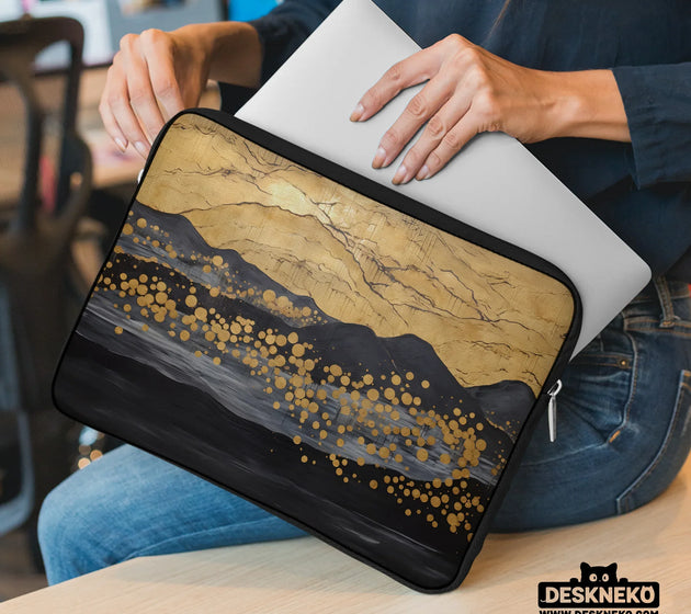 Gold japandi laptop bag with shoulder strap