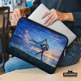 Blue anime laptop sleeve with handle