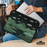 Green cat mountains laptop sleeve & bag
