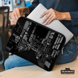 Tokyo night pixel laptop sleeve & bag – monochrome cyberpunk case