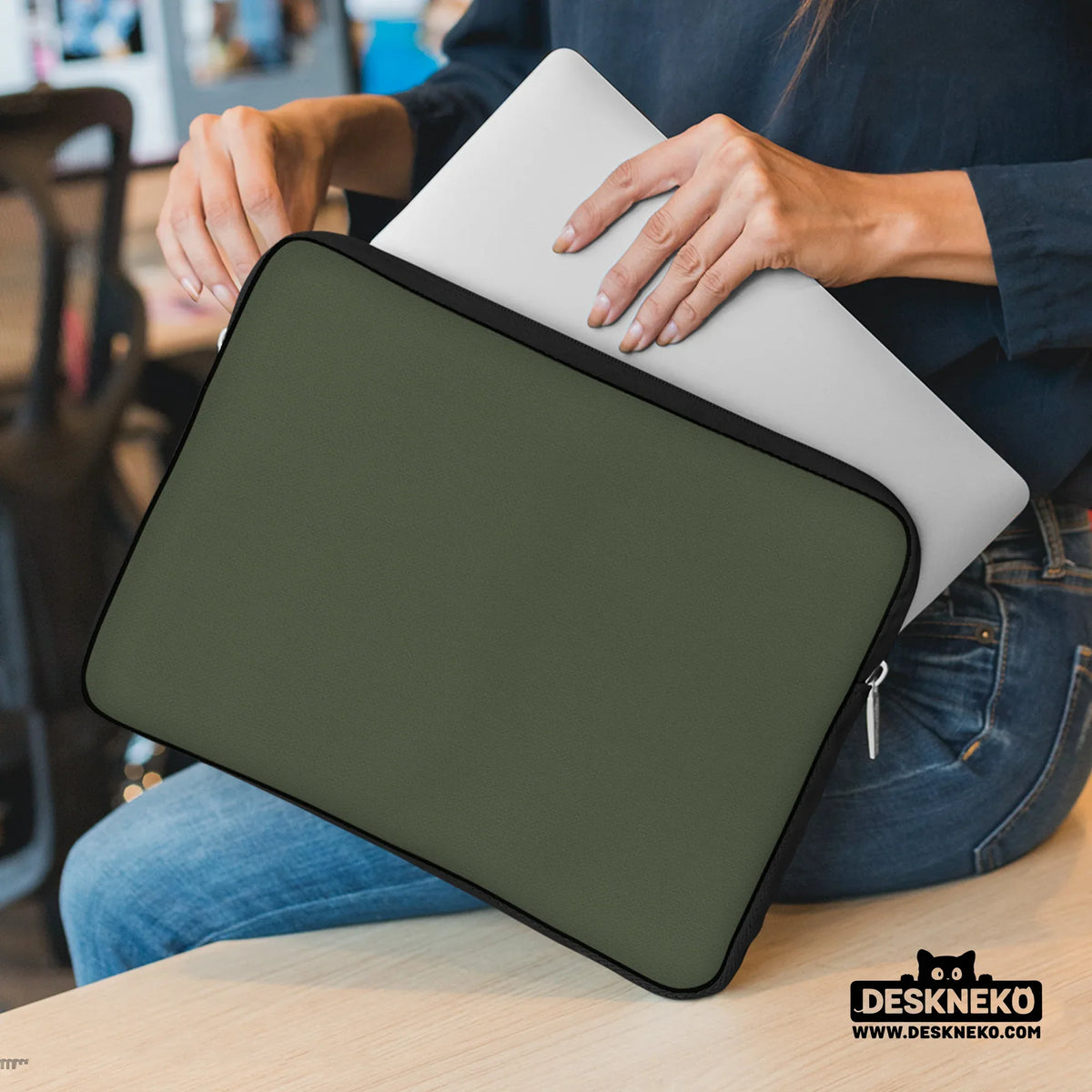 Midnight olive laptop sleeve