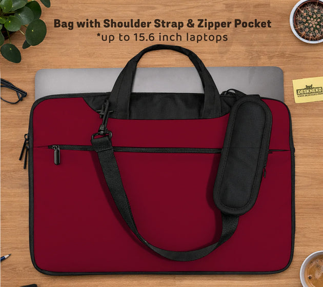 Burgundy laptop sleeve & bag for macbook and notebooks