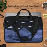 Whimisical blue cat mountains laptop sleeve & bag