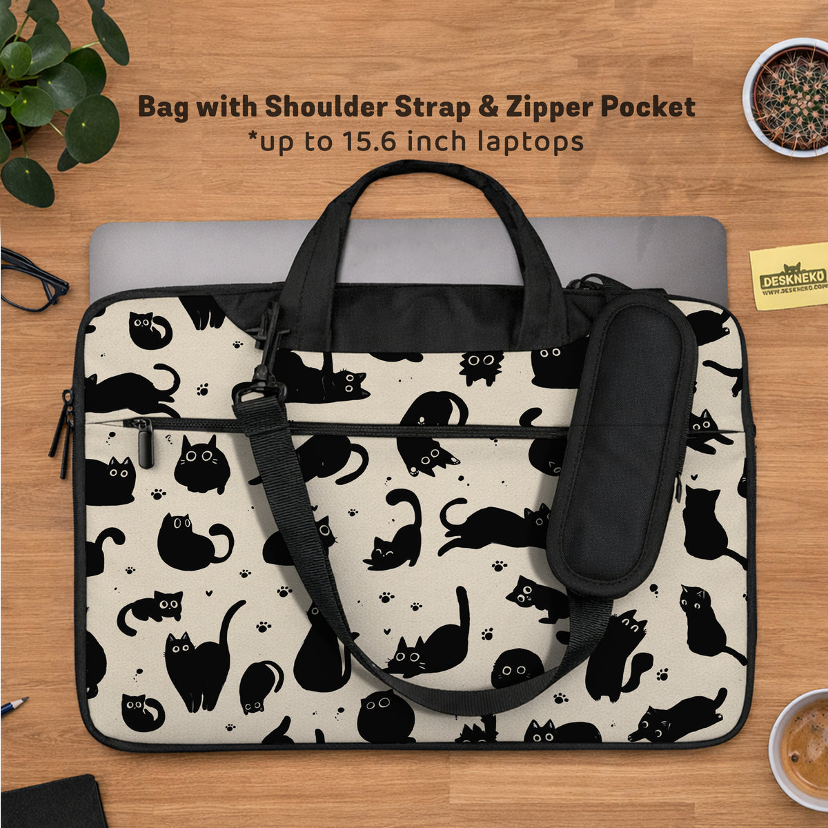Cat pattern laptop sleeve