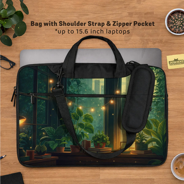 Cozy Green Window Laptop Sleeve & Bag - Deskneko