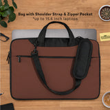 Mahogany laptop sleeve & bag, minimalist brown work case