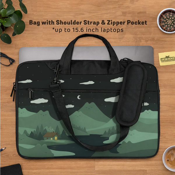 Green Cat Mountains Laptop Sleeve & Bag - Deskneko