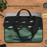 Green cat mountains laptop sleeve & bag