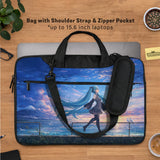 Blue anime laptop sleeve with handle