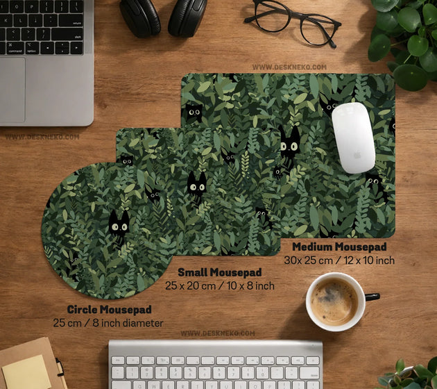 Botanical cat ergonomic mousepad with wrist rest for desk comfort