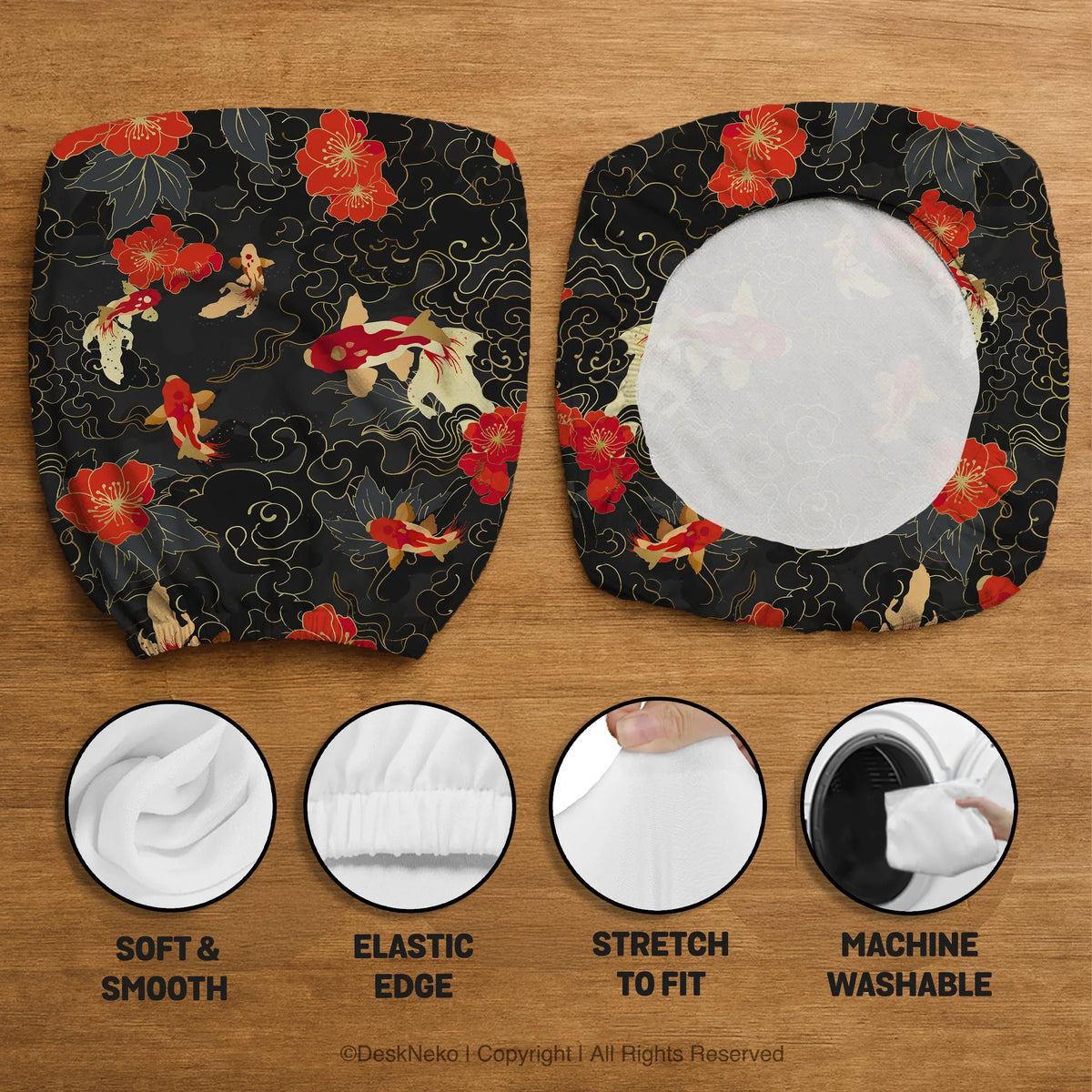 Japanese koi office chair cover
