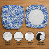 Blue chinoiserie desk chair cover