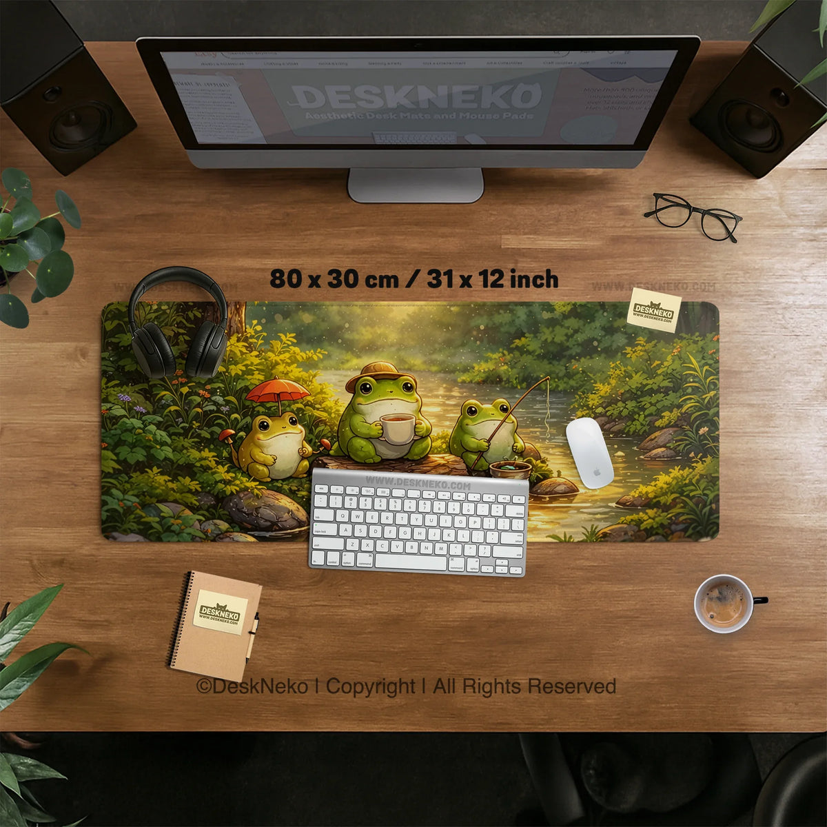 Forest frogs desk mat
