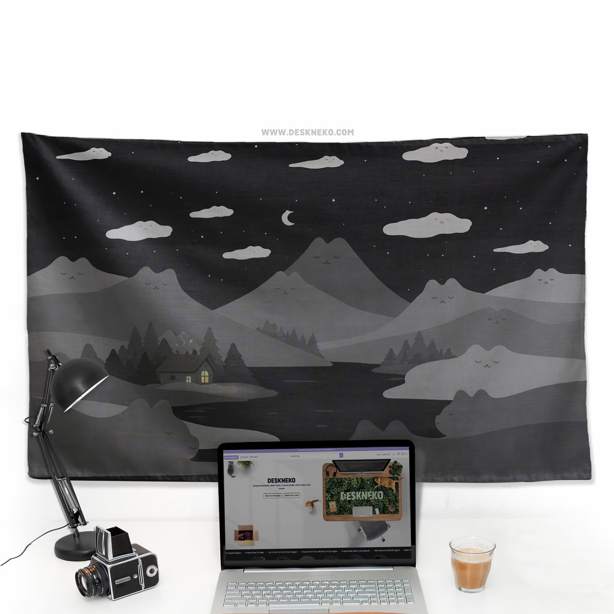 Cute Cat Mountains Wall Tapestry - Wall tapestry - Deskneko - Wall Tapestries