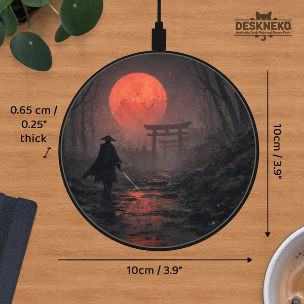 Samurai Red Moon Wireless Charger - Deskneko