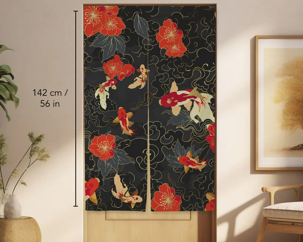 Japanese koi fish noren door curtain room divider