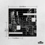 Tokyo night pixel pegboard organizer, cyberpunk wall storage