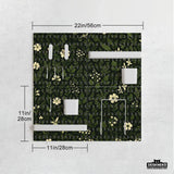 Botanical pegboard organizer with dark green floral pattern
