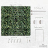 Botanical cat desk pegboard organizer, forest green workspace storage